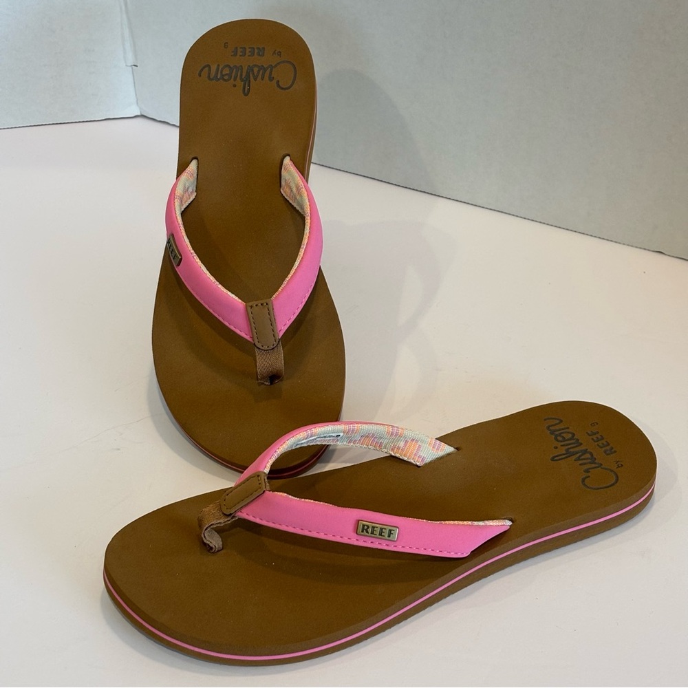 Reef Women's Pink and Brown Cushion Sands Sandals SZ 9